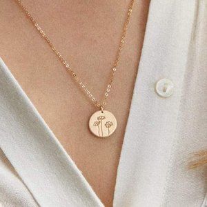 Cosmos October Birth Flower Simple Charm Necklace